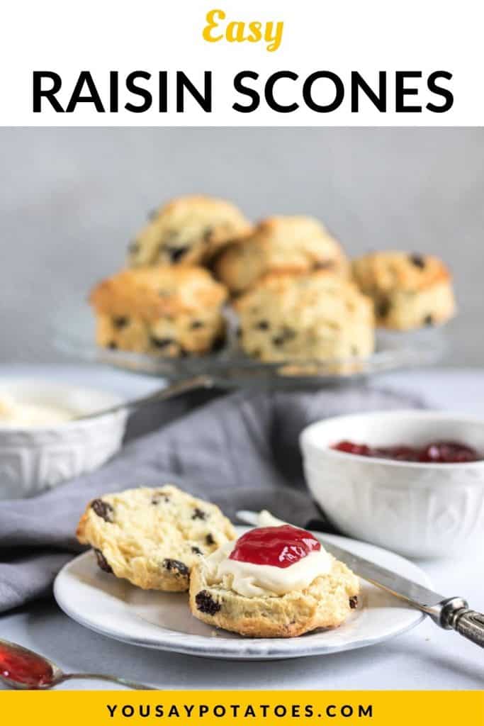 Cut open scone with jam.