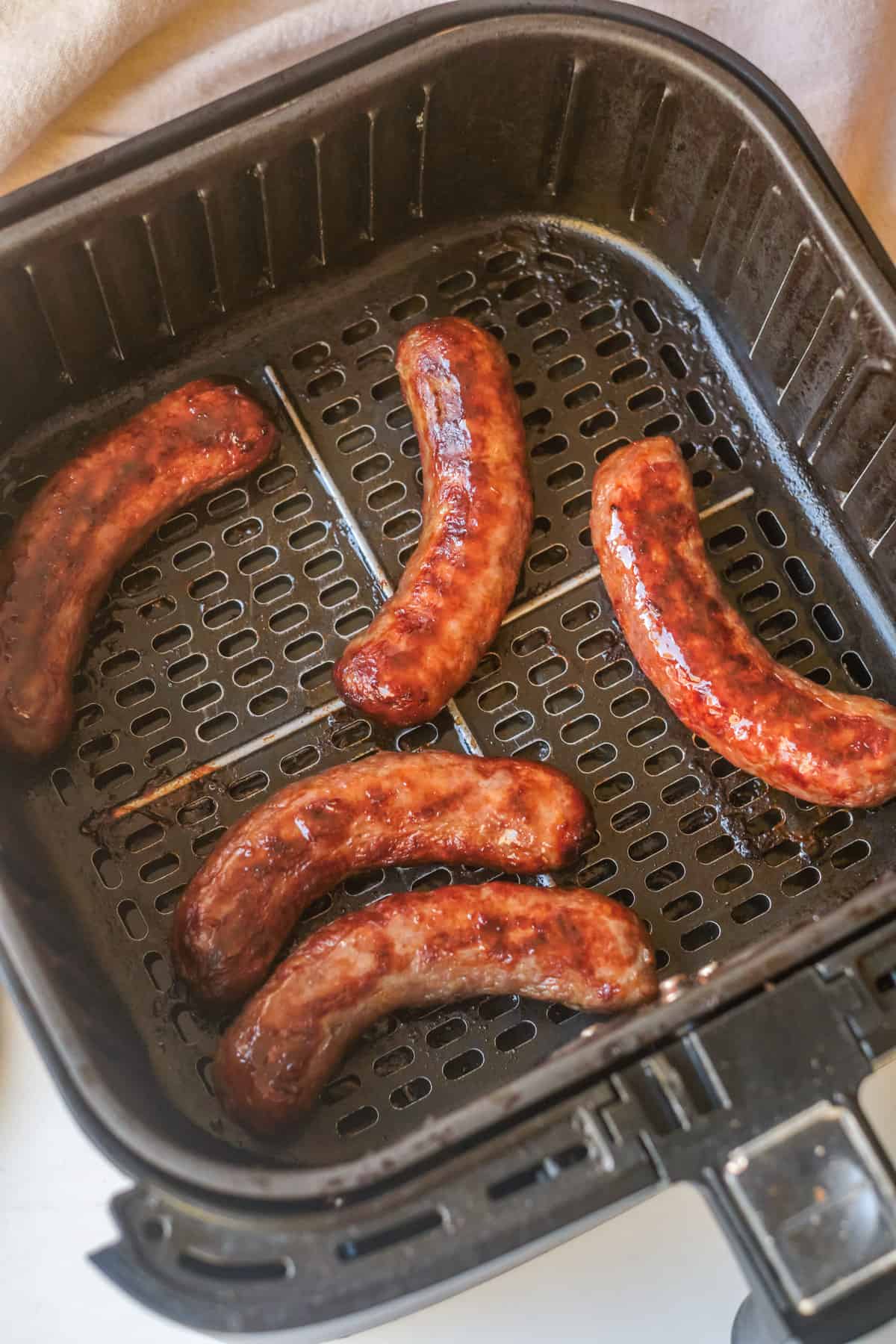 Cooked brats in air fryer.