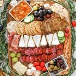 A board of meat and cheese.