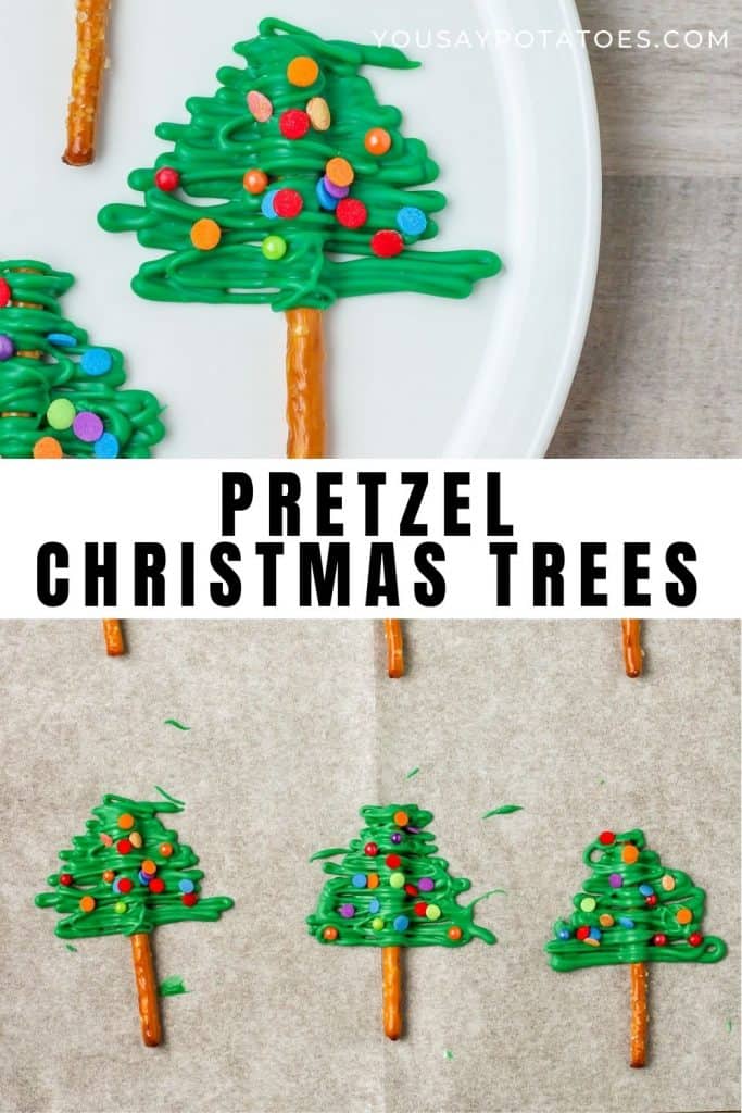 Photos of pretzel christmas trees.