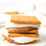 Smores on a plate, with text: Easy Microwave S'Mores.