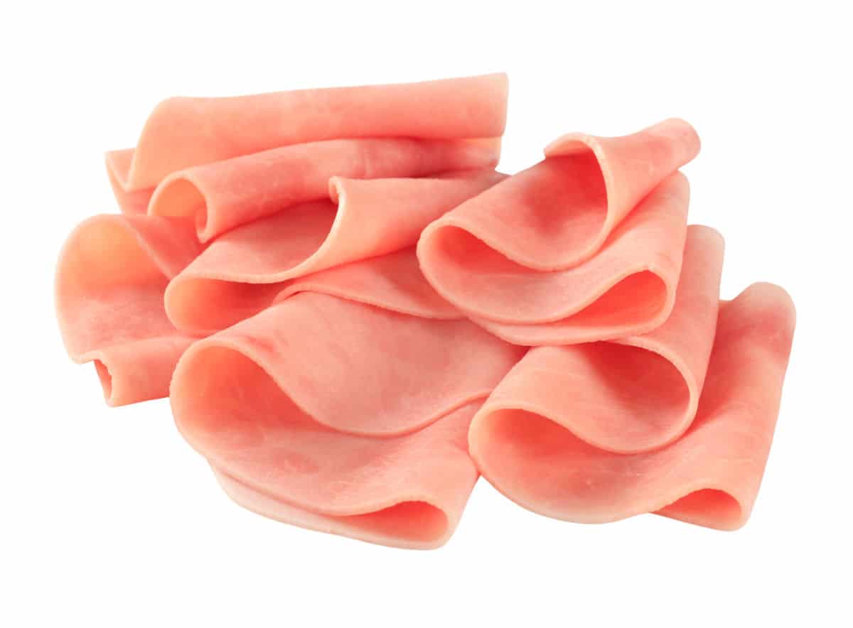 A pile of ham slices.