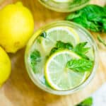 A glass of mint lemonade.