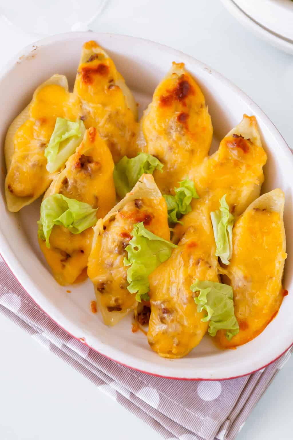 Cheeseburger Stuffed Shells • You Say Potatoes