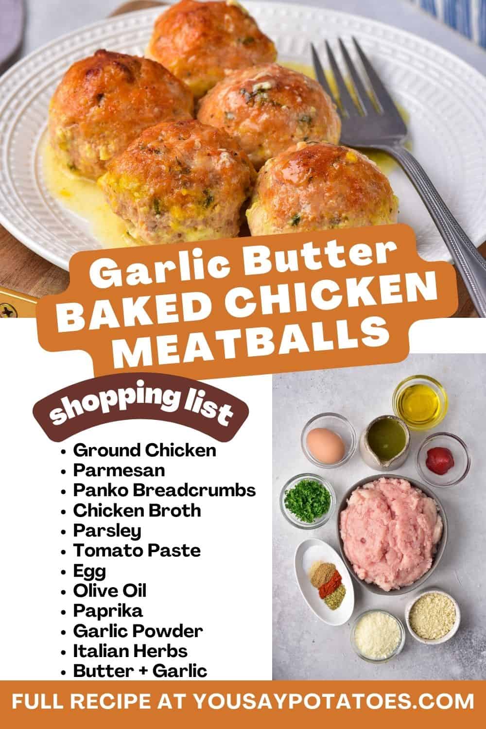 Baked Chicken Meatballs with Garlic Butter • You Say Potatoes