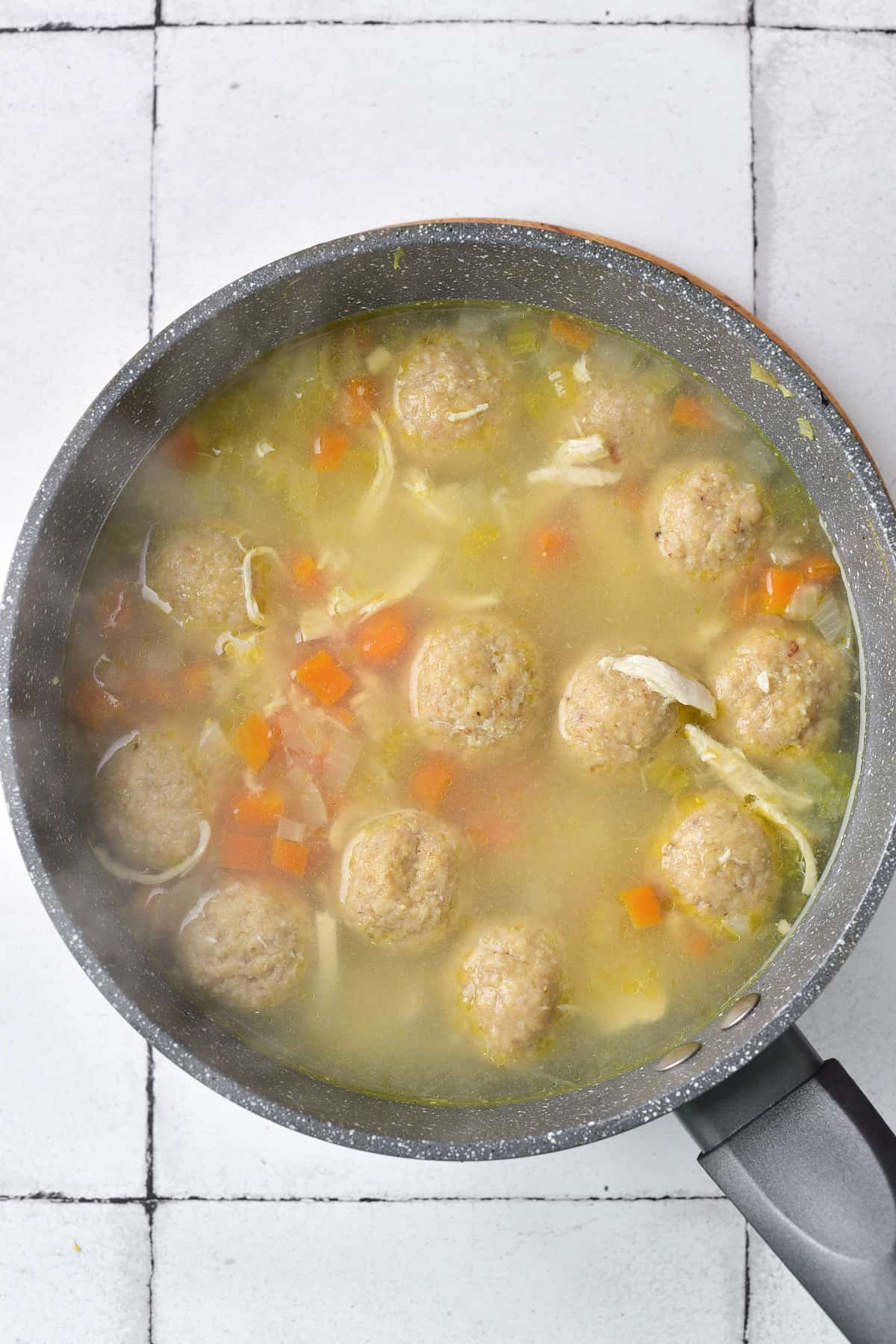 Matzo balls in the chicken soup.