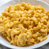 Plate of microwave mac and cheese.