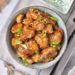 A bowl of Panda Express copycat Orange Chicken.