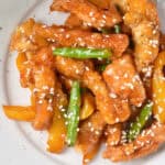 Panda Express honey sesame chicken on a plate.