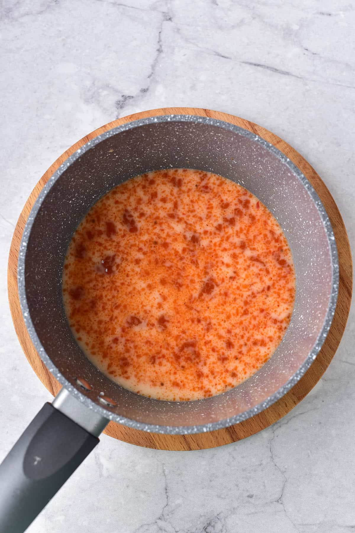 Sauce in a pan.