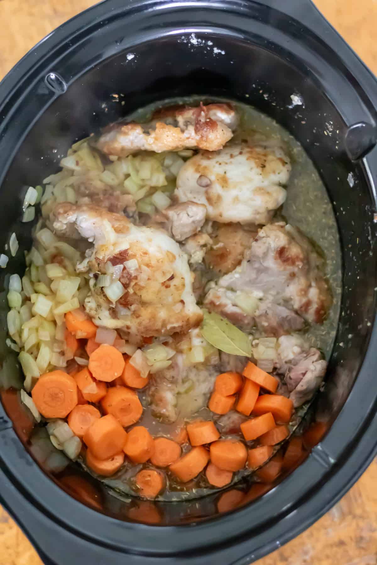 All ingredients in the slow cooker.
