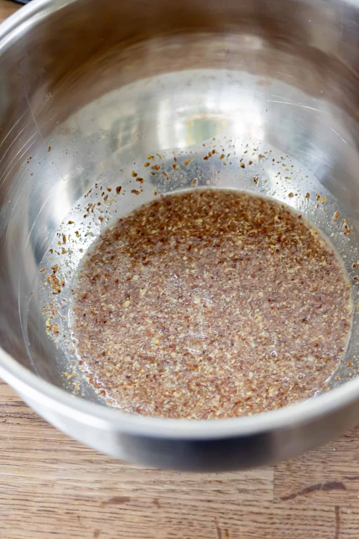 Flax 'eggs' in a bowl.