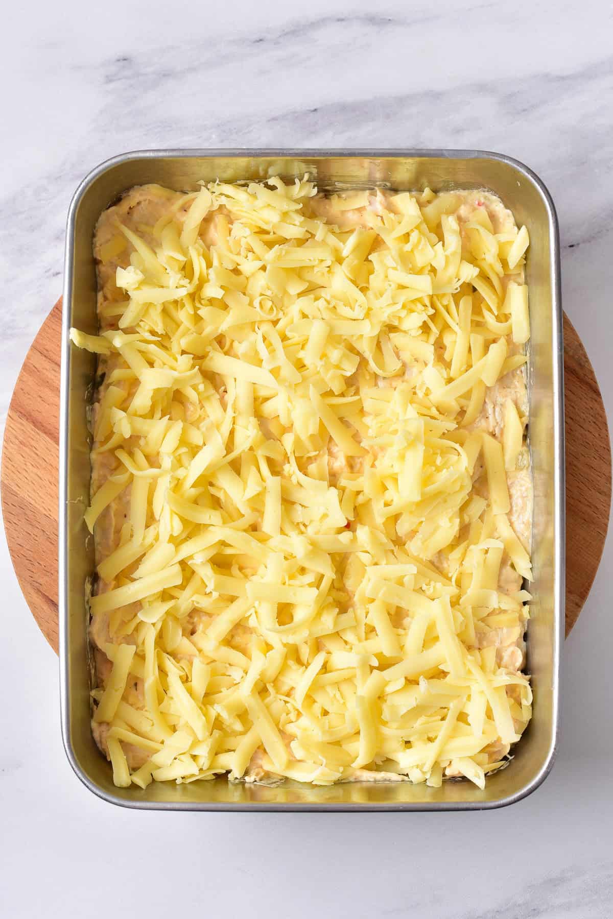 Shredded cheese on top.