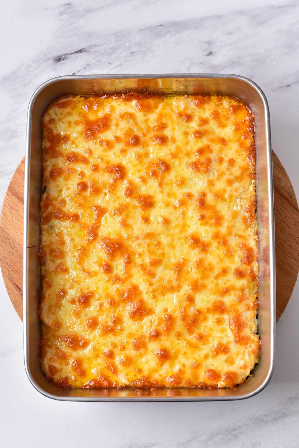 Baked Buffalo ranch chicken dip.