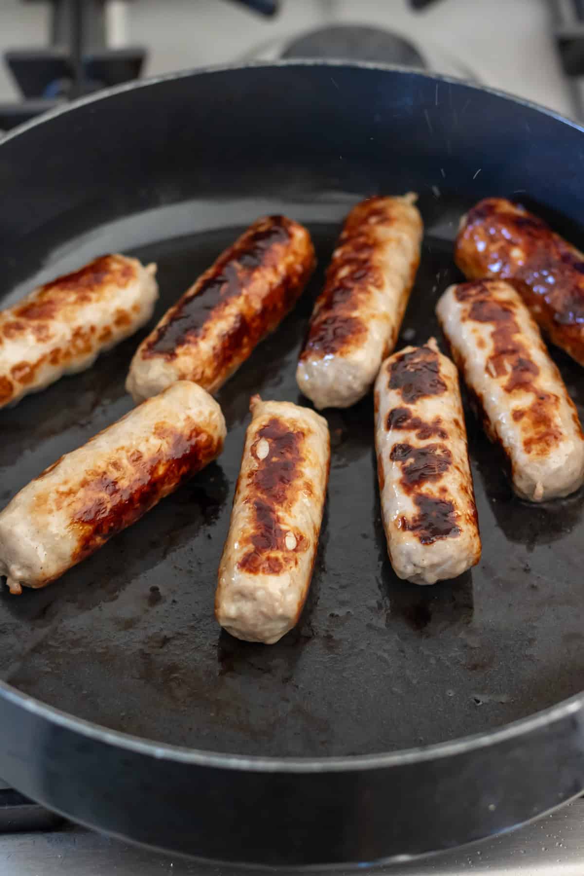 Browning the Italian sausages.